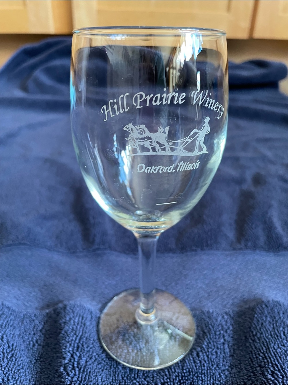 Hill Prairie Winery 7” Glass Wine Goblet Oxford, Illinois Souvenir